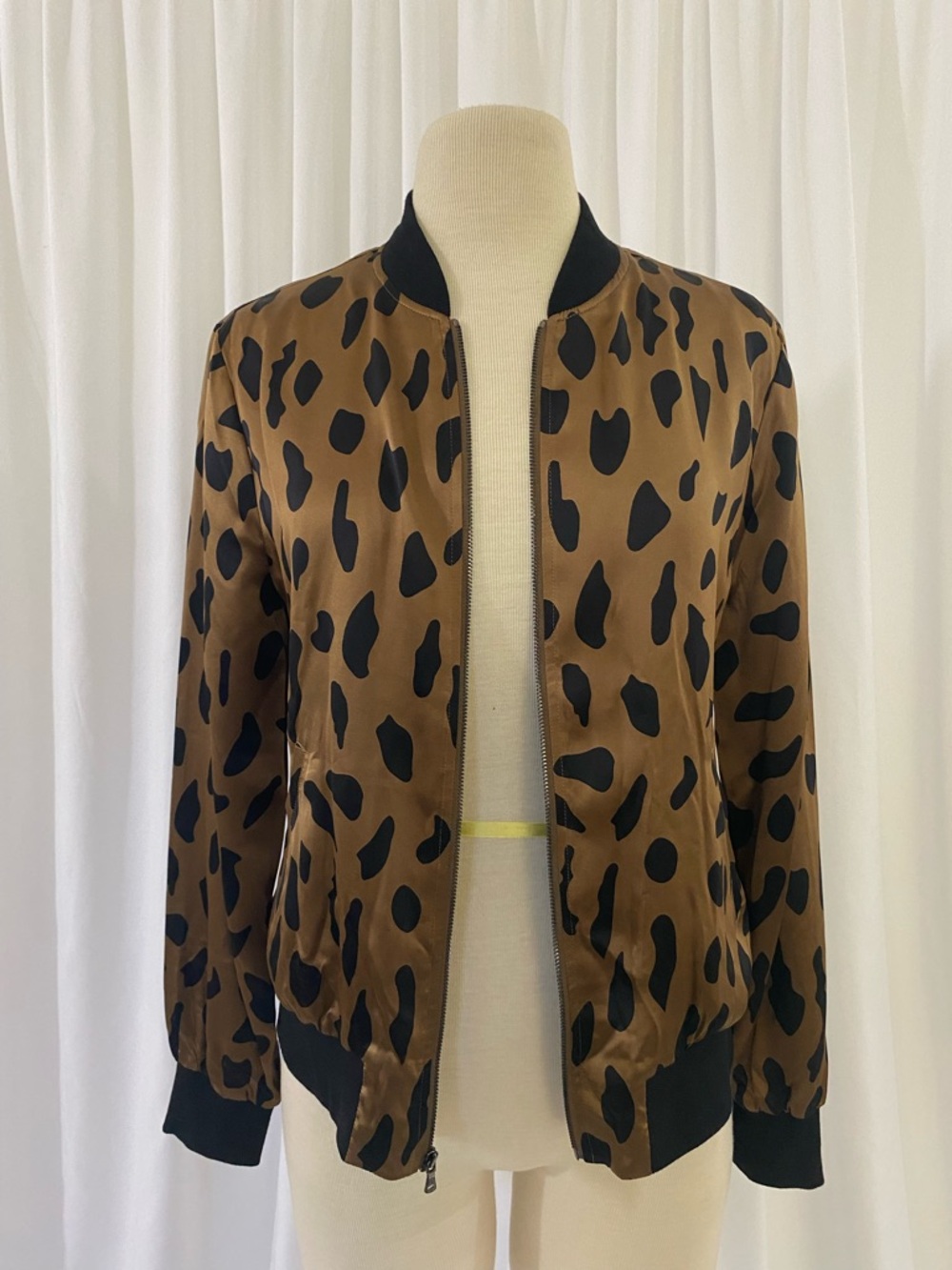 L'AGENCE Leopard-Print Silk Bomber Jacket - Picture 5 of 9